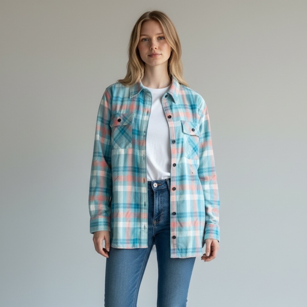 Ascend Plaid Button-Up Shirt L | Girly Grunge Streetwear Flannel
